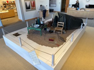 Camping equipment display at the O'Keeffe Welcome Center