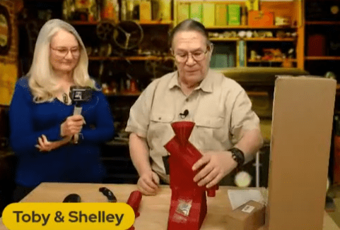 Shelley Carney and Toby Younis demonstrate gold prospecting equipment