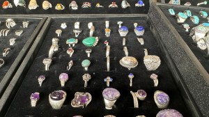 Display case full of rings