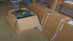 Boxes in a garage