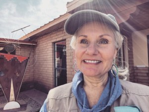 Shelley Carney in front of the Heart of the Desert shop