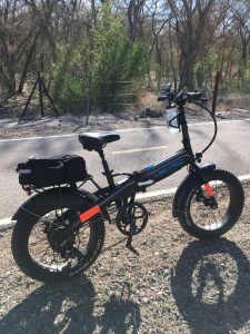 Electric bike parked along trail