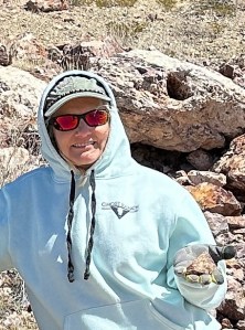 Shelley Carney shows her rock specimen