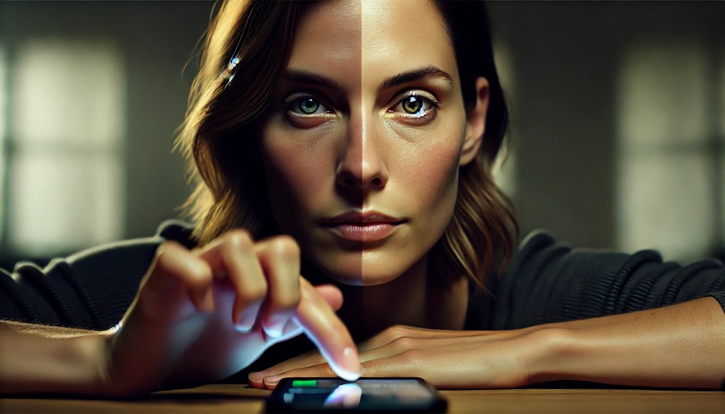 Woman and her cell phone