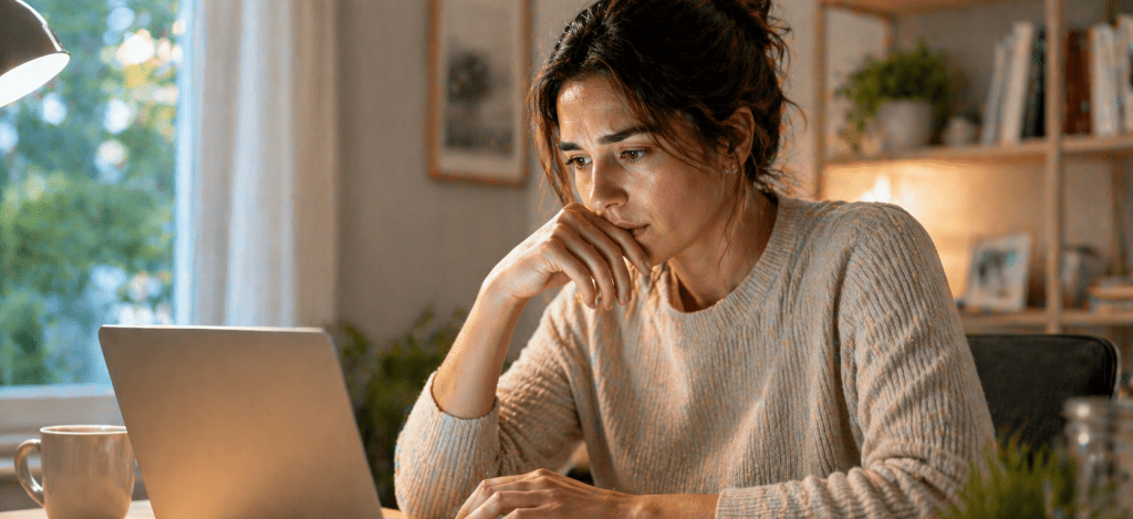 Woman looking at computer